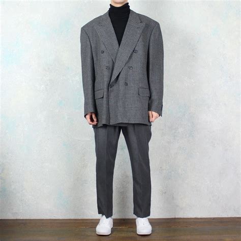 1980's～ GIVENCHY オーバーサイズ 千鳥柄 ピークドラペル ダブルテーラードジャケット【FF-3268】 | cv