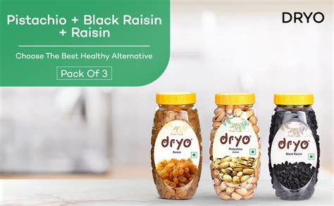 Dryo Dry Fruit Combo Pistachio (Salted), Black Raisin (Seedless ...