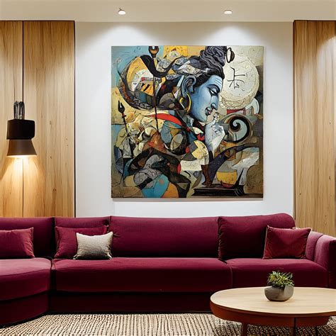 Abstract Lord Shiva Textured Oil Painting for Spiritual Wall Decor ...