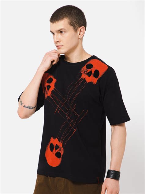 Punk DOT-SKULL Black Oversized Gothic T shirt