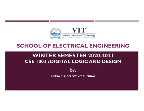 Lecture - 8 - asdf - CSE 1003 : DIGITAL LOGIC AND DESIGN by, MEERA P. S ...