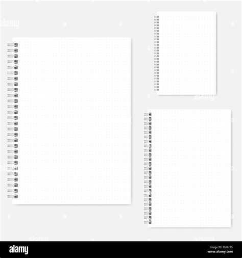 Set of dot grid notebook vector mock-ups. A4, A5, A6 size. Spiral bound ...