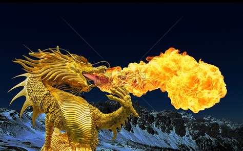 黄金色正在喷火的神龙图片素材_免费下载_jpg图片格式_高清图片180222_摄图网