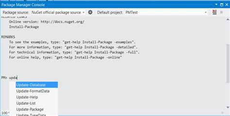 Update Database in Package Manager Console 的图像结果