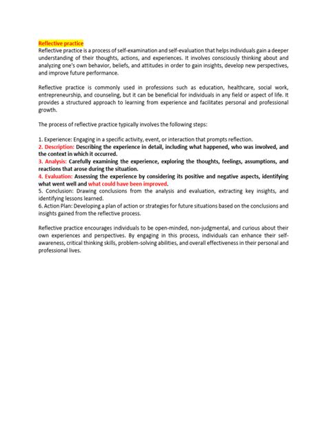 Image result for Reflective practice Examples