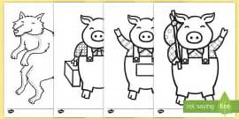 The Three Little Pigs Coloring Sheets (teacher made)