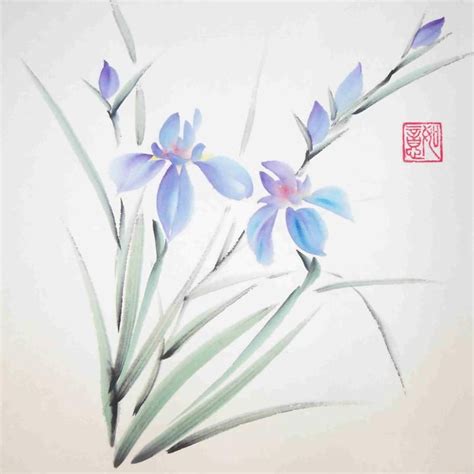Японская живопись суми э | Chinese painting flowers, Flower art drawing ...