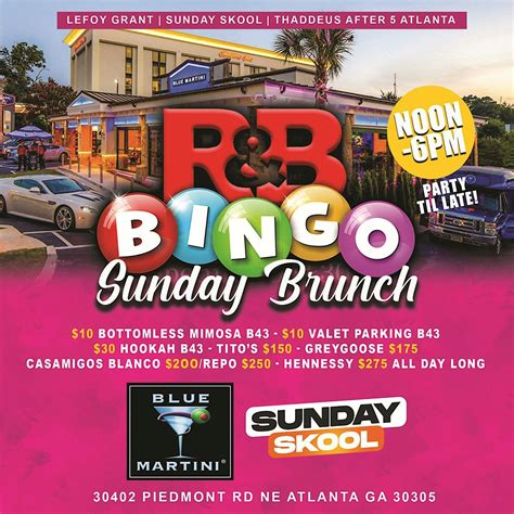 Sunday Skool presents THE R&B BINGO & BRUNCH @BlueMartini!, Blue ...