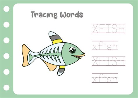 learning to trace the word of x fish 21639739 Vector Art at Vecteezy
