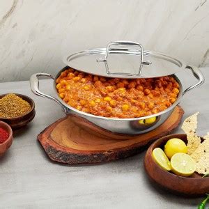 USHA SHRIRAM Triply With Lid Gas & Induction Cookware Steel Lid Kadhai ...