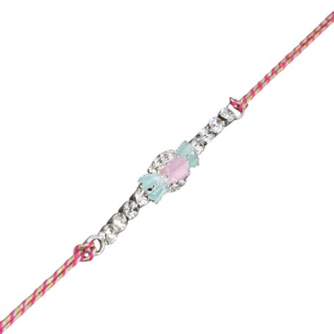 Meira Jewellery Silver Plated AD Stone studed Premium Bracelet Rakhi ...