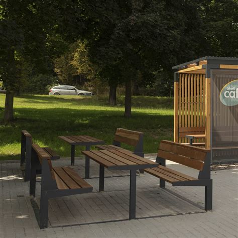Contemporary picnic table - U4-610 - egoé - solid wood / powder-coated ...
