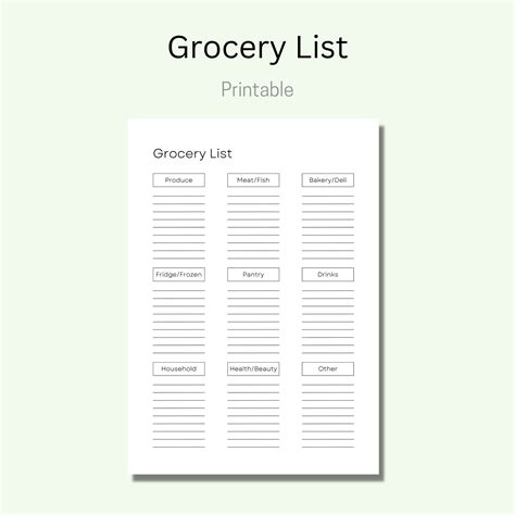 Grocery List Template - Worksheets Library