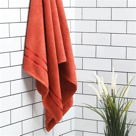 Buy SPACES Atrium Orange Textured Cotton Bath Towel - 70x150 cm from ...