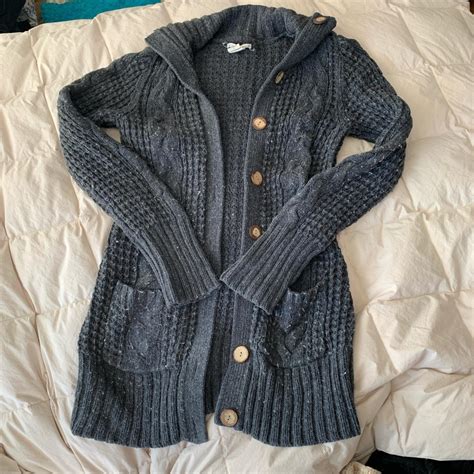 Dark Grey Cardigan 2 front pockets Button... - Depop