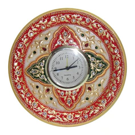 "Circular Table Watch": Red Craft (6x6x2) by Ecraft India | ArtZolo.com