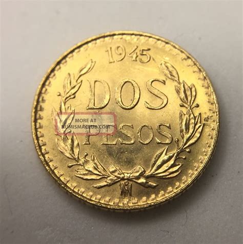 1945 Mexico 2 Pesos Gold Coin. 900