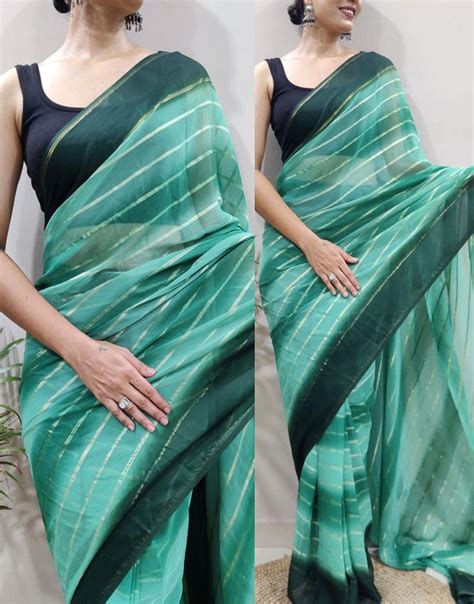 Teal Green Stylist Georgette Ready To Wear Saree – Sareewave
