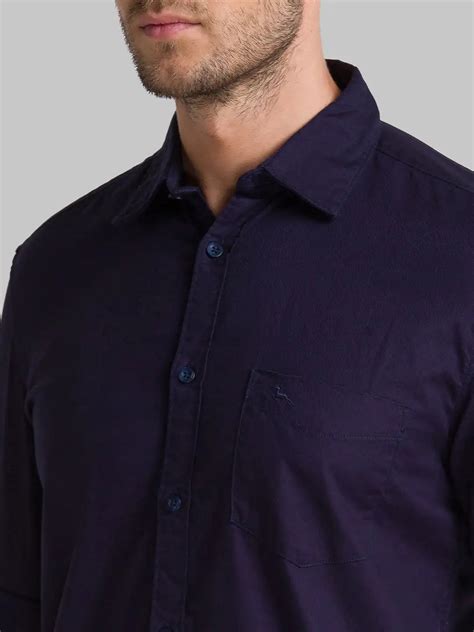 Men Blue Slim Fit Solid Cotton Full Sleeve Shirts – MyRaymond