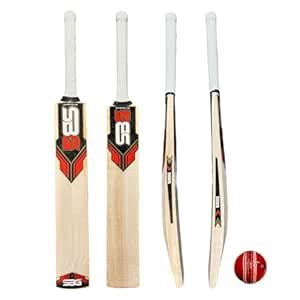 SBG Cricket Bat Kashmir Willow with Red Leather Ball, Bat Cover ...