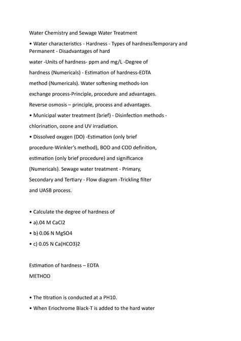 Water chemistry and treatments 1 - Water Chemistry and Sewage Water ...
