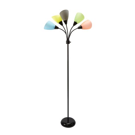 Mainstays 5-Light Multi Head Floor Lamp, Black with Multi Color Shade ...