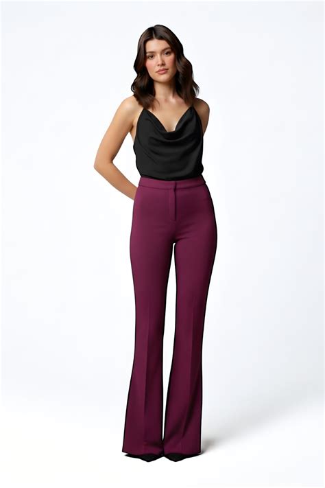 Swiss Sculpt Stretchable BootCut Flare Pants - Wine – Cheesewalk