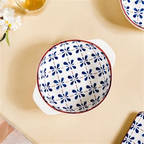 Blue Flower Serving Bowl Set Of 2 1000ml Online - Premium Bowl with ...