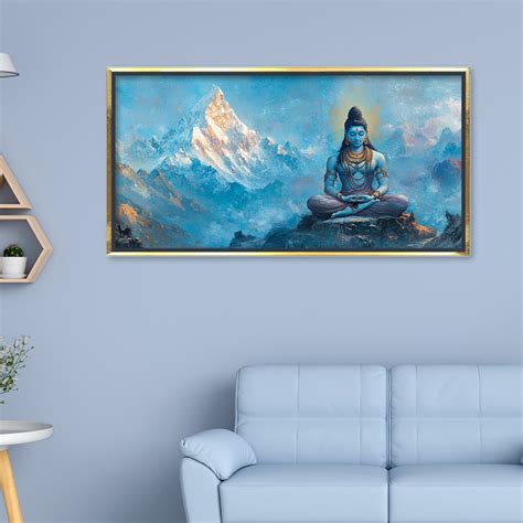 Premium Lord Shiva Meditation Wall Art | Digital Canvas Print for Spir ...