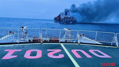 Indian Coast Guard Battles Blaze On Drifting Container Ship MV Wan Hai ...