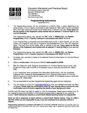 Fillable Online nd Fingerprinting Instructions - State of North Dakota ...