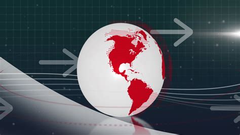 Animation of spinning globe and arrow icons moving sidewards on green ...