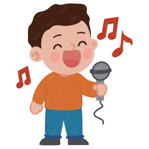 Premium Vector | Cute little boy sing a song cartoon vector illustration