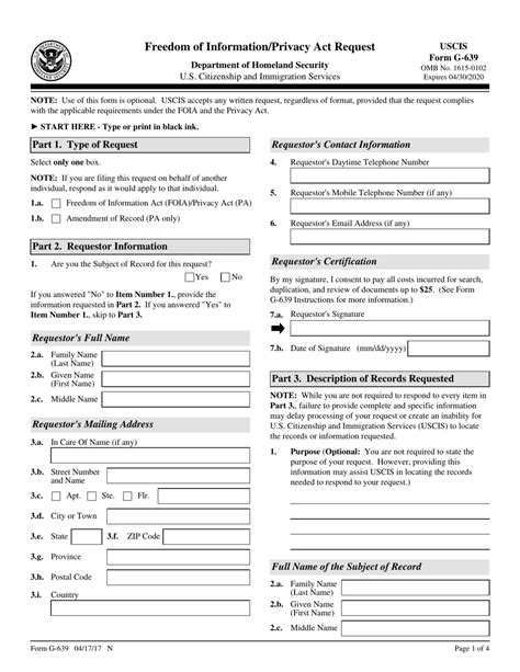 USCIS Form G-639 - Fill Out, Sign Online and Download Fillable PDF ...