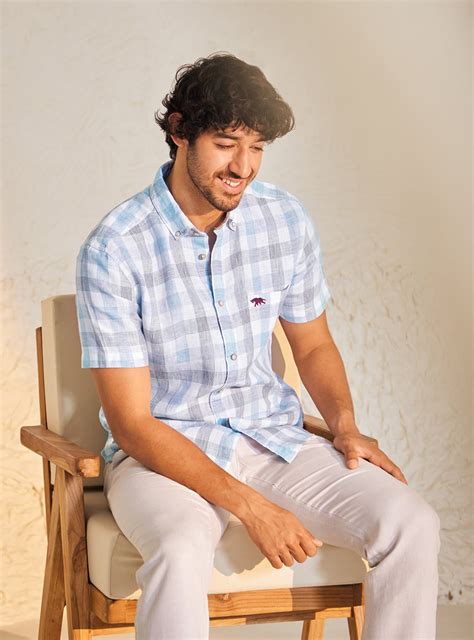 Andamen Havelock Blue Check Half Shirt