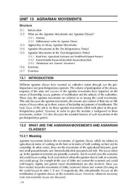 Peasant Movements in India: Notes on Agrarian Movements (Course Code ...