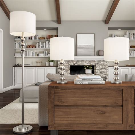 Lavish Home Table and Floor Lamps Matching Modern Stacked Balls ...