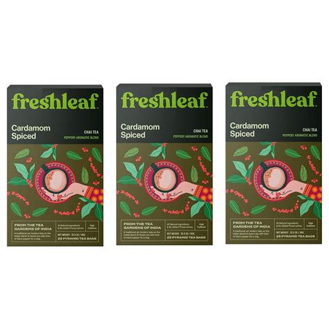 FRESHLEAF Cardamom Spiced Chai Tea Rich With Anti-Oxidants, 100% Whole ...