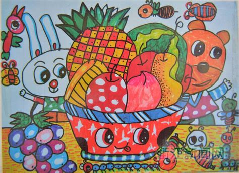 儿童画水果篮的图,水果篮儿童画,儿童水果篮简笔画_大山谷图库
