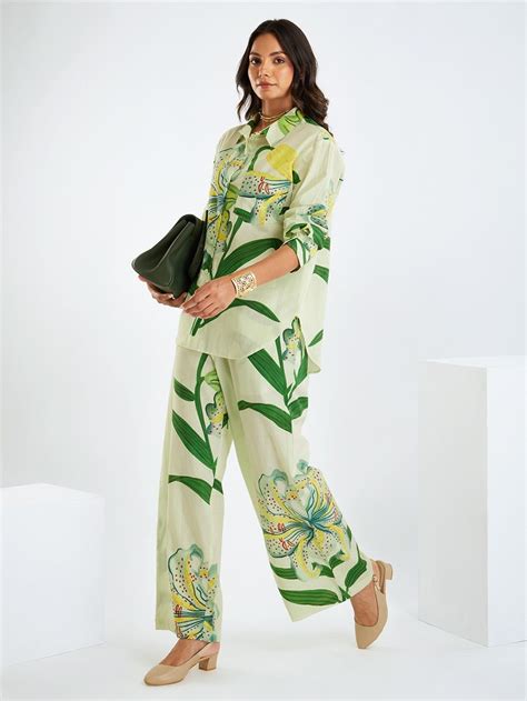 Buy Green Printed Cotton Co-ord Set- Set of 2 | VJ197S24/12/TP/GREEN ...