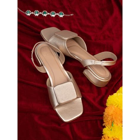 Buy Hydes N Hues Premium Quality Pu Upper Back Strap Gold Sandals Online