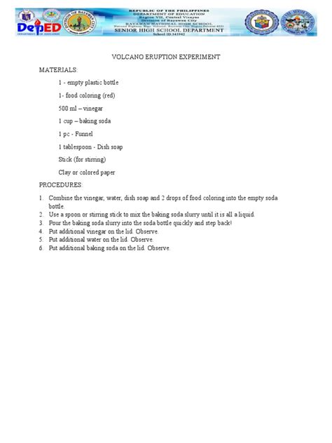 Volcano Eruption Experiment | PDF | Sodium Bicarbonate | Chemistry