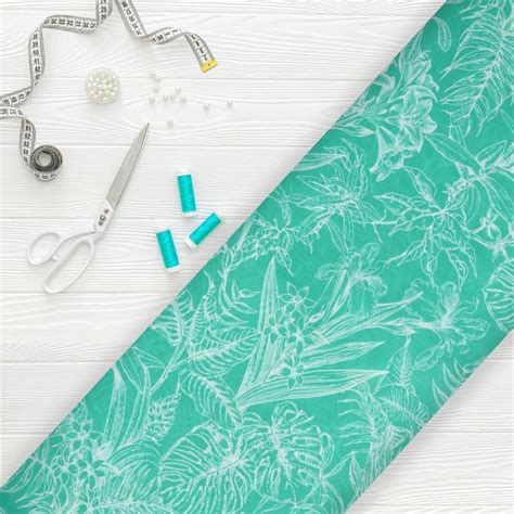 Green And White Floral Pattern Digital Print Georgette Fabric – Fabmyntra
