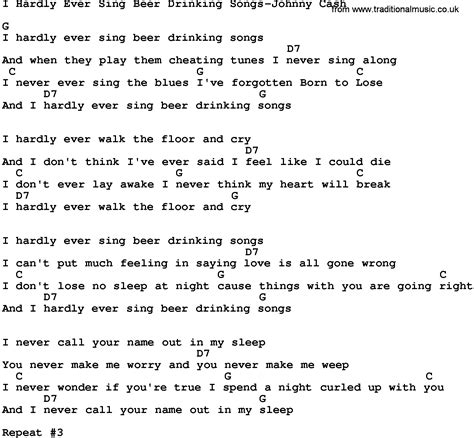 Country Music:I Hardly Ever Sing Beer Drinking Songs-Johnny Cash Lyrics ...