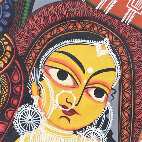 Handmade Bengal Pattachitra Natural Colors Painting of Goddess Durga on ...