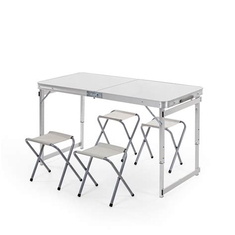 Buy Corvids 4 Feet Aluminium Folding Table with 4 Oxford Mat Chairs