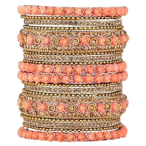 Buy Peora Gold Plated Indian Traditional Wedding Bridal Peach Floral ...