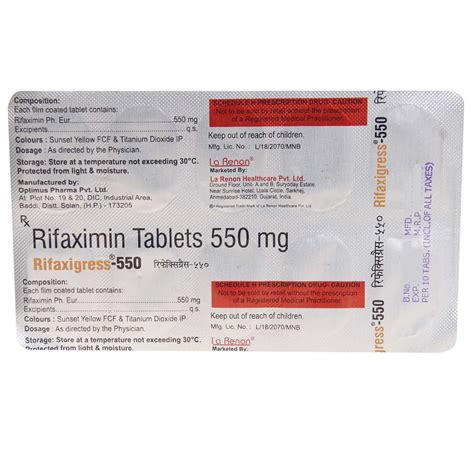 Rifaxigress-550 Tablet 10's Price, Uses, Side Effects, Composition ...