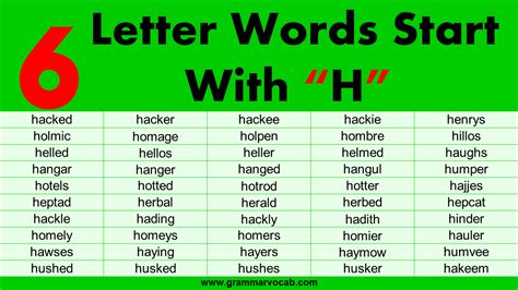 Six Letter Words That Start With H - GrammarVocab