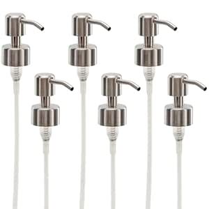 Stainless Steel Pump Dispenser Replacement Tops (6 pack); Silver ...